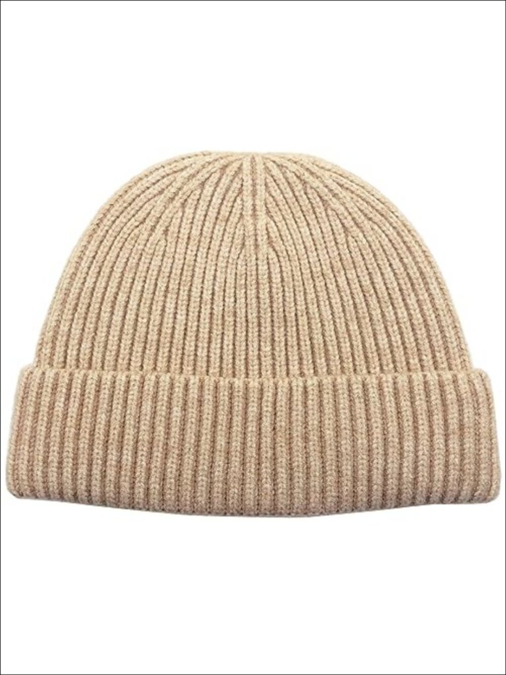 Wool Blend Knit Cuff Short Fisherman Beanie Winter Hat Unisex